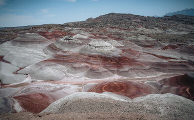 bentonite hills Amazing aerial view. Located in Capitol Reef National Park, United States, Utah.