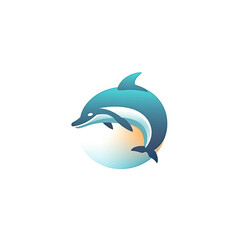 Fototapeta premium minimalist dolphin isolated on white background logo generative ai