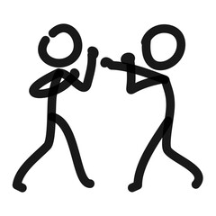 two figures boxing simple line art doodle