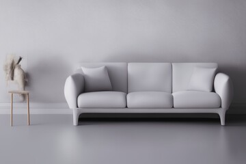 Modern sofa and empty wall in living room interior