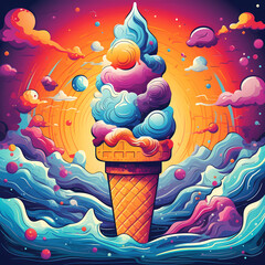 Ice Cream Colorful Illustration