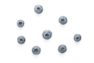 Top view fresh blueberries isolated on white background