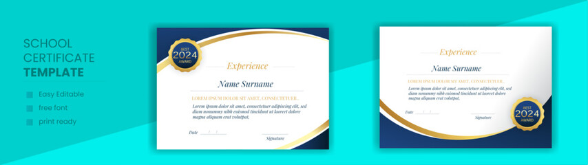 Certificate of achievement,awards for school or College or Clean and simple certificate template for multipurpose use