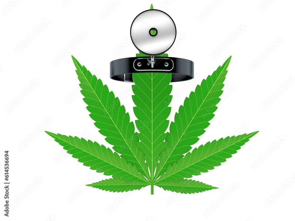 Poster cannabis leaf with doctor mirror