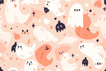Halloween ghost seamless pattern graphic