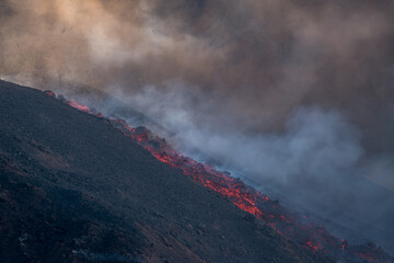 eruption of the volcano on the island of La Palma