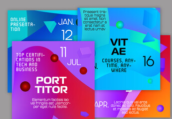 Social Media Square Post Layout Abstract Fluid 3D Neon Shape