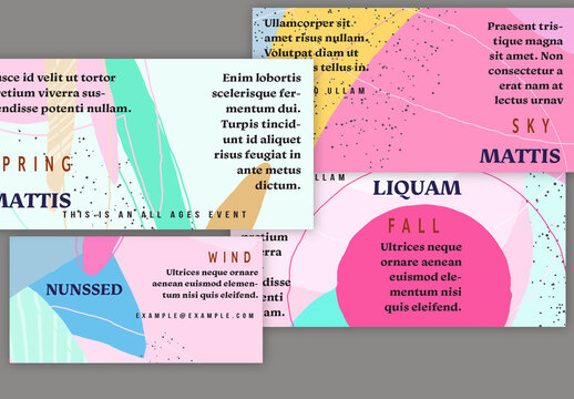 Web Banner Layout Overlapping Blobs Textured With Spots And Lines