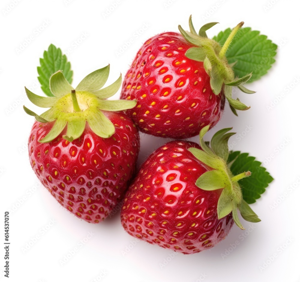 Poster strawberry isolated on white background. created with generative ai technology.