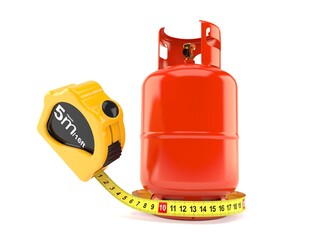 Propane bottle with measuring tape