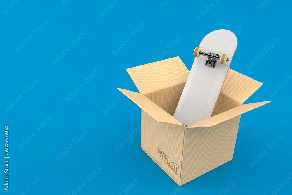 Poster skateboard inside box