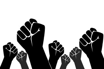 Black Power movement drawing, hands with clenched fists, black hands raised with clenched fists, black lives matter, illustration of black hands with clenched fists, Black Panther Party, resistance.
