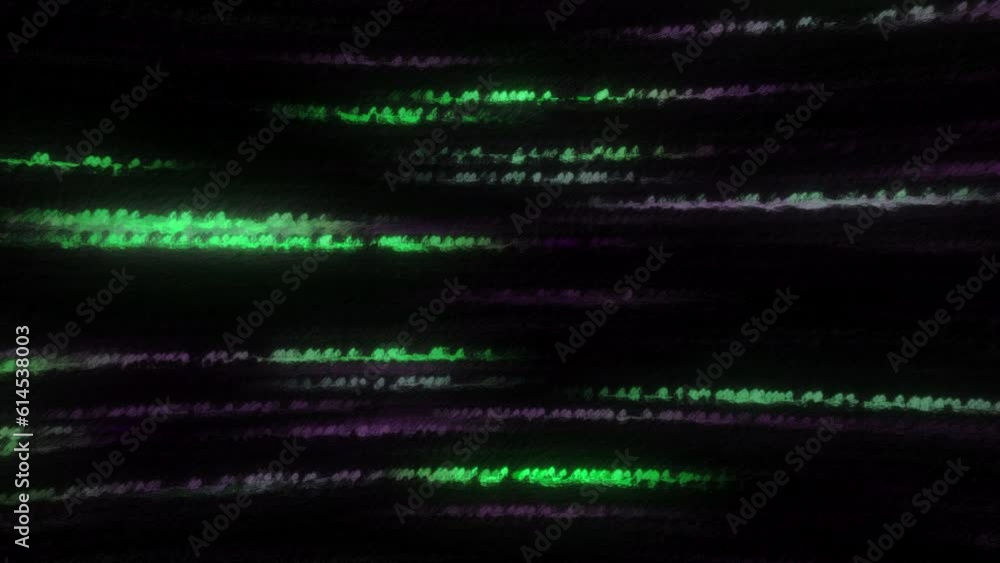 Poster abstract horizontal trembling strings flying on a black background. motion. blinking parallel lines.