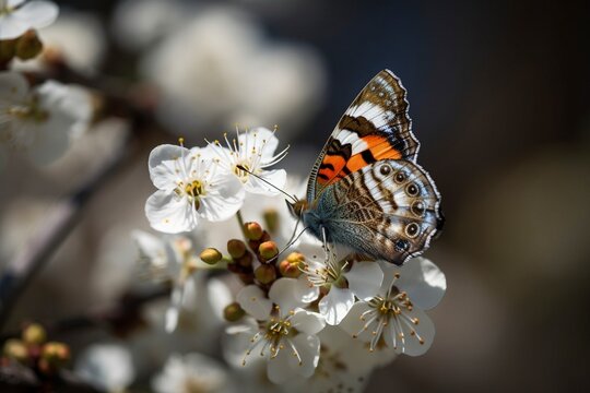 Butterfly on the flower in nature