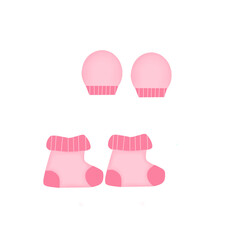 Blue baby mittens and booties for newborn illustration 
