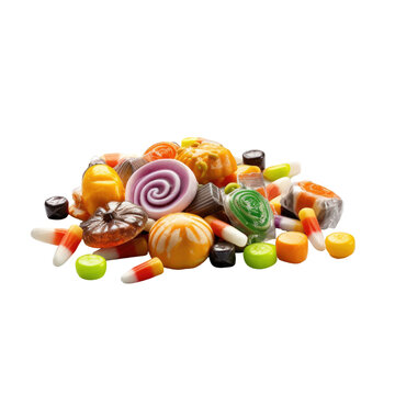 halloween candy isolated on a transparent background, generative ai