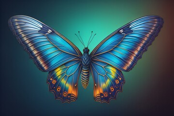 Obraz na płótnie Canvas Butterfly in a blue background. generative ai