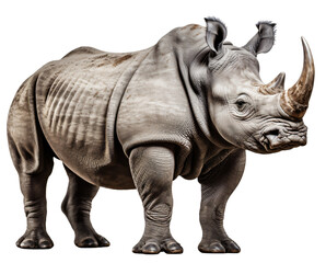 rhinoceros isolated on the transparent background PNG. AI generative.