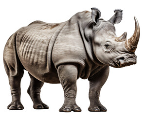 Obraz premium rhinoceros isolated on the transparent background PNG. AI generative.