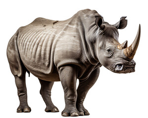 Obraz premium rhinoceros isolated on the transparent background PNG. AI generative.