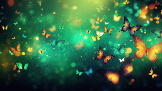 a lot of flying butterflies in an epic wallpaper artwork, ai generated image