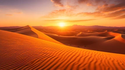 Foto auf Acrylglas Orange Sunrise in the Desert with Golden Sky