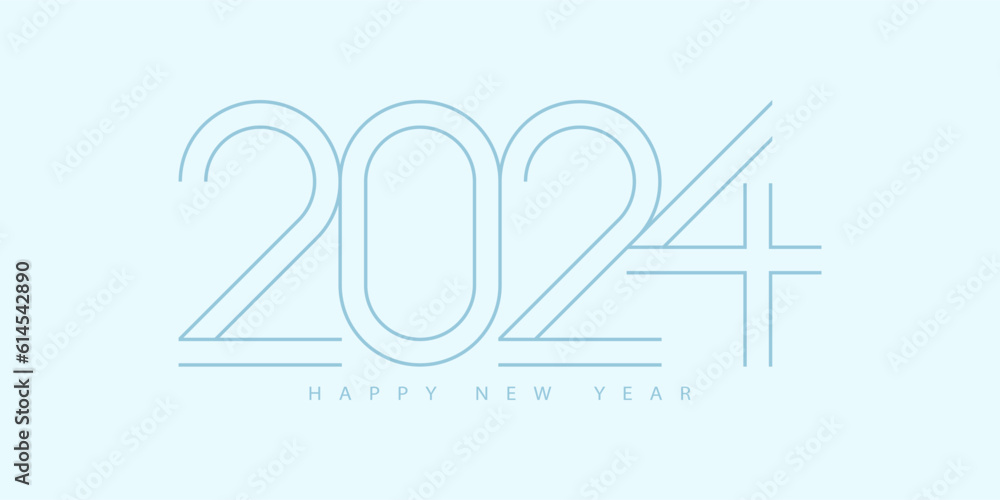 Poster 2024 Happy New Year. 2024 modern text line abstract vector design.