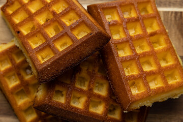 Delicious cookies on a wooden board. Close up