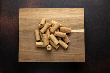 Delicious cookies on a wooden board. Close up
