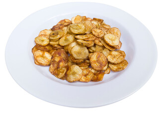 Unripe banana fried, traditional brazilian snck, mineira food, brazilian food.