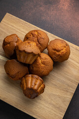 Delicious cookies on a wooden board. Close up