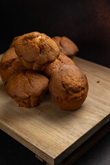 Delicious cookies on a wooden board. Close up