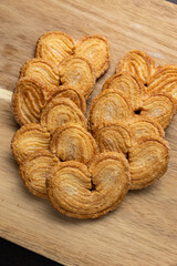 Delicious cookies on a wooden board. Close up