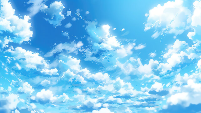 a beautiful wonderful sky full of clouds, anime manga artwork, ai generated image