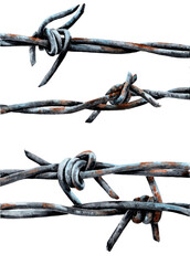 Barbed wire, restrictions. Watercolor illustration, symbol