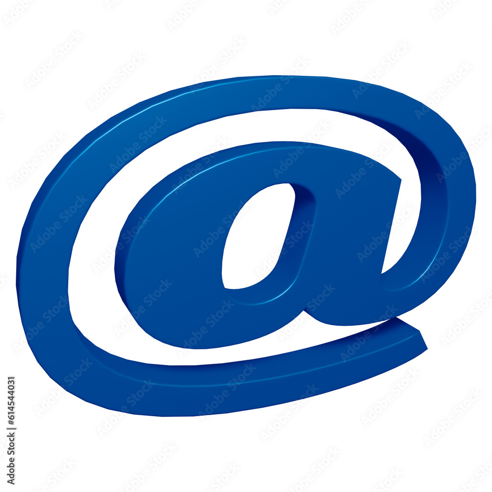 Poster blue email or at symbol design in 3d rendering