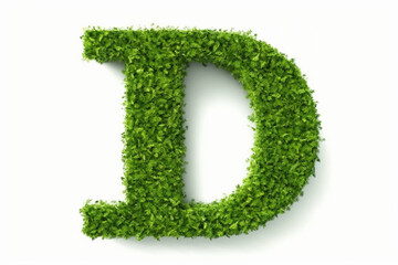 A letter d with grass on a white background, eco text effect, isolated letter with grass effect high quality