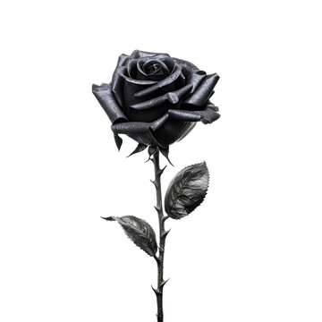 black rose isolated on a transparent background, generative ai