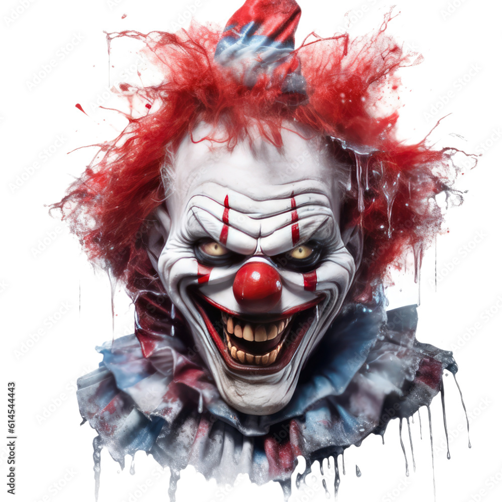 Wall mural evil clown isolated on a transparent background, generative ai - Wall murals