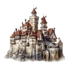 Fototapeta premium draculas castle isolated on a transparent background, generative ai