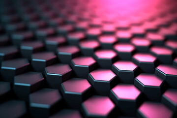 Obraz premium Abstract background formed from pink hexagons , Glass Violet Pattern, Geometric Crystals, Abstract