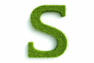 A letter s with grass on a white background, eco text effect, isolated letter with grass effect high quality