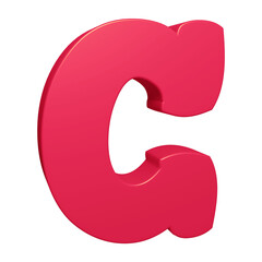 Pink alphabet letter c in 3d rendering for education, text concept