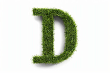 A letter d with grass on a white background, eco text effect, isolated letter with grass effect high quality