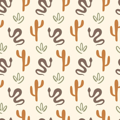 Western Seamless Pattern. Cacti Wild West Print