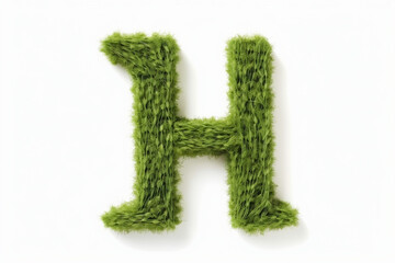 A letter h with grass on a white background, eco text effect, isolated letter with grass effect high quality