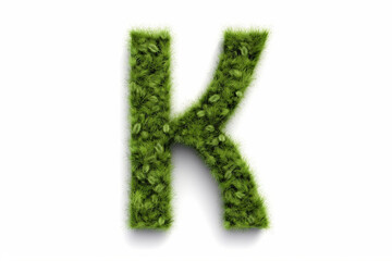A letter k with grass on a white background, eco text effect, isolated letter with grass effect high quality