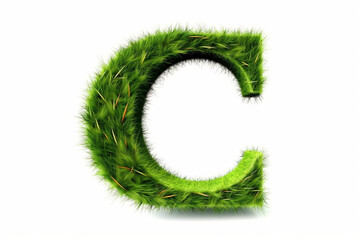 A letter c with grass on a white background, eco text effect, isolated letter with grass effect high quality