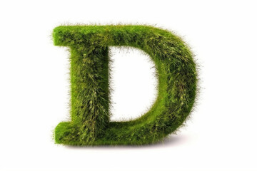 A letter d with grass on a white background, eco text effect, isolated letter with grass effect high quality