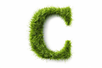 A letter c with grass on a white background, eco text effect, isolated letter with grass effect high quality